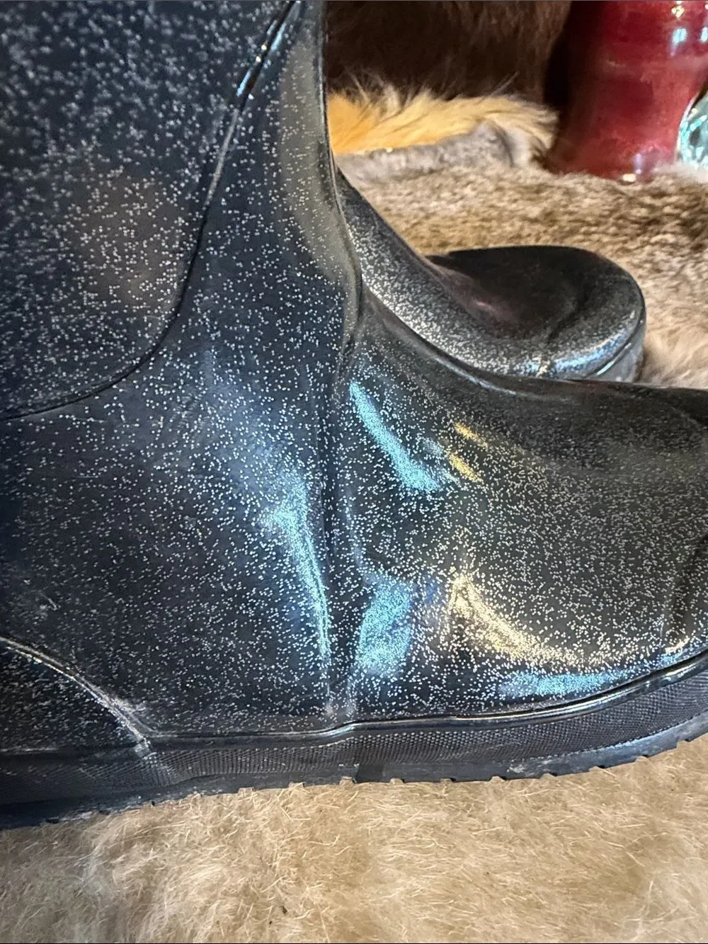 Black Glitter Rain Boots Y5 (3180)